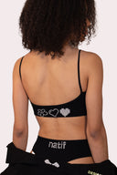 Sous-vêtements tanga pour femme Natif pixel, en nylon avec ses coeurs et fleurs, couleur noir et blanc avec un style surf et décontracte
