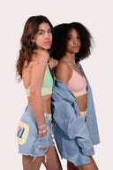 Sous-vêtements tanga pour femme en nylon, avec un style flower de la marque de vêtements Natif, en couleur rose ou vert
