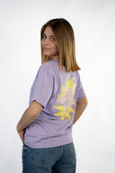T-shirt sunshine de la marque de vêtements Natif, col rond et couleur violet, avec un grand soleil pour des good vibes