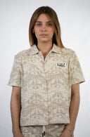 Chemise jacquard pour femme, couleur beige, style surf et ethnique avec un confort unique et des good vibes