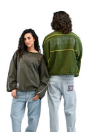 Sweat flared collar heritage vue de face, col évasé oversize en molleton