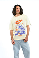T-shirt World Connection, vue de dos avec détail du motif graphique mondial