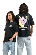 T-shirt Disco Moon - vue de dos avec imprimé lune irisé sur fond sombre