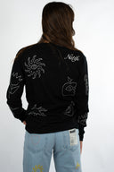 T-shirt manche longue tatoo noir et blanc, col rond et coton bio, style surf et good vibes 