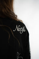T-shirt manche longue tatoo noir et blanc, col rond et coton bio, style surf et good vibes 
