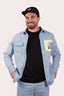 Veste bleu en denim jean, design Natif N pour un style des années 90s