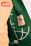 Veste verte avec des patch de fleurs, good vibes et Natif, coton bio pour homme et femme.