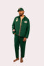 Veste verte avec des patch de fleurs, good vibes et Natif, coton bio pour homme et femme.
