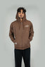 Hoodie zippé, version unisexe en coton bio, couleur marron et blanc avec un design de montagne de la marque de vêtements Natif