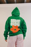 Hoodie pour adultes à capuche avec une couleur vert et une fleur orange