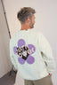 Sweat Natif flower lover en couleur crème avec sa fleurs en violet et son effet moumoute