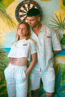 Crop Natif en lin de couleur bleu biodégradable