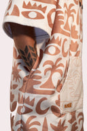 Poncho pour homme et femme couleur beige et crème au style surf avec capuche de la marque de vêtements Natif