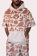 Poncho pour homme et femme couleur beige et crème au style surf avec capuche de la marque de vêtements Natif