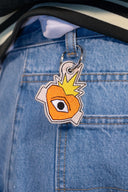 Porte-clés Natif tatoo heart en broderie orange et jaune