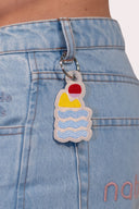Porte-clés natif Mèdes Porquerolles bleu avec broderies