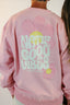 Sweat Natif rose life is good avec des fleurs roses et un style surf good vibes