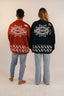 Sweater snow Natif pour homme et femme couleur noir et rouge avec un style vintage en laine et col rond