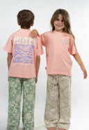 T-shirt enfant new porquerolles de couleur rose
