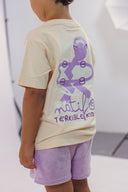 T-shirt enfant couleur pêche avec des broderies de la marque Natif Hossegor