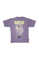 T-shirt natif & Pasino en couleur violet, coton bio et col, en version unisexe