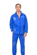 Veste natif en matière canva de couleur bleu