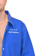 Veste natif en matière canva de couleur bleu