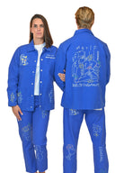 Veste natif en matière canva de couleur bleu