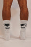 Chaussettes blanches natifs design pixel avec ses coeurs et fleurs en noir