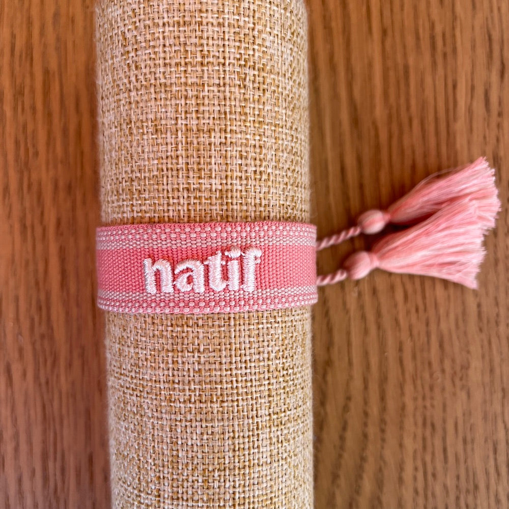 bracelet tissu Natif rose